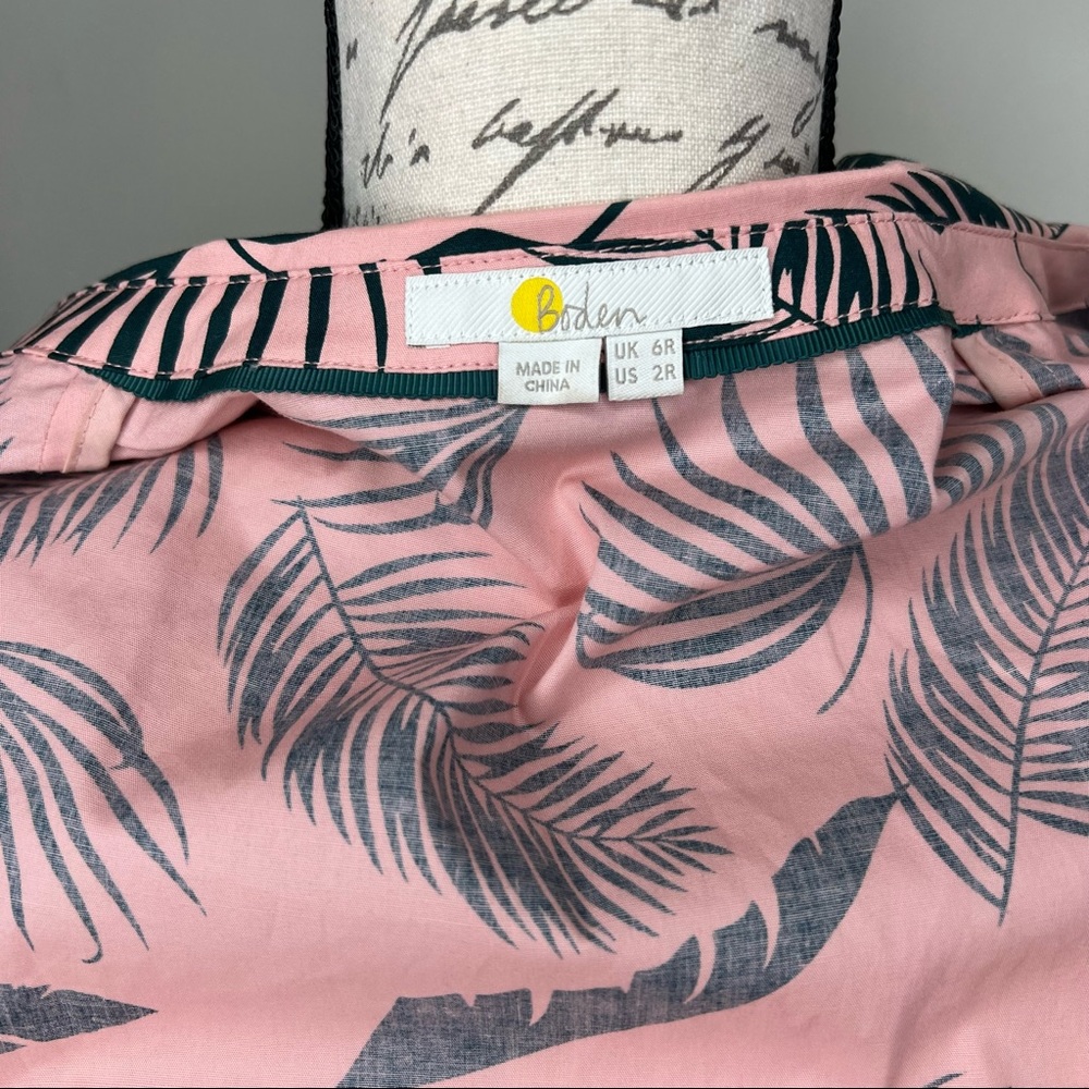 Boden Pink Palm-Print Shirt Dress - Picture 9 of 10